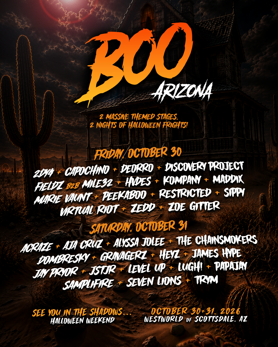 Official BOO Arizona 2026 day-by-day lineup