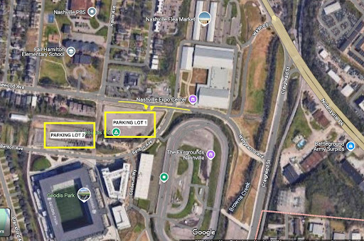 Official current To The Future parking directions diagram at Nashville Fairgrounds